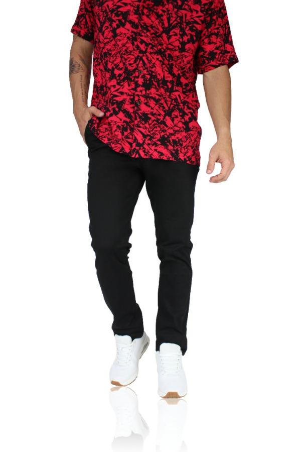 Pantalón Slim Fit Negro De Vestir Algodón Stretch Para Caballero